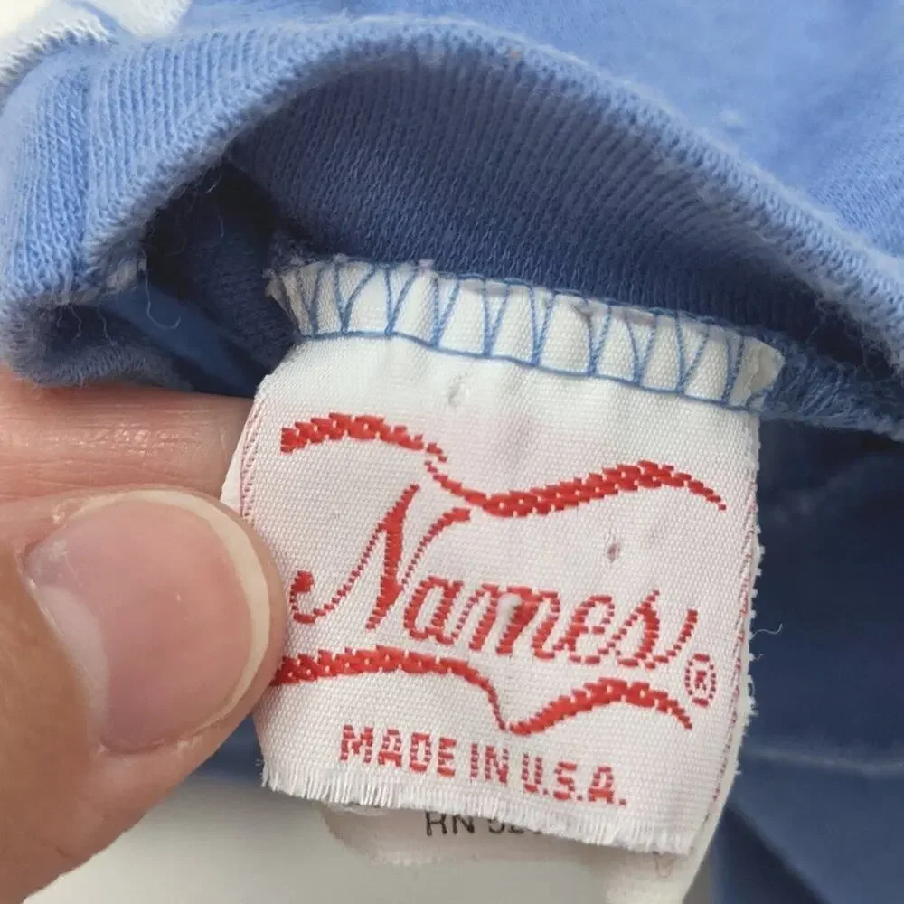 Vintage Names T-Shirt Baby Boys Size 12-18m Ringer Tee Blue 'winner'